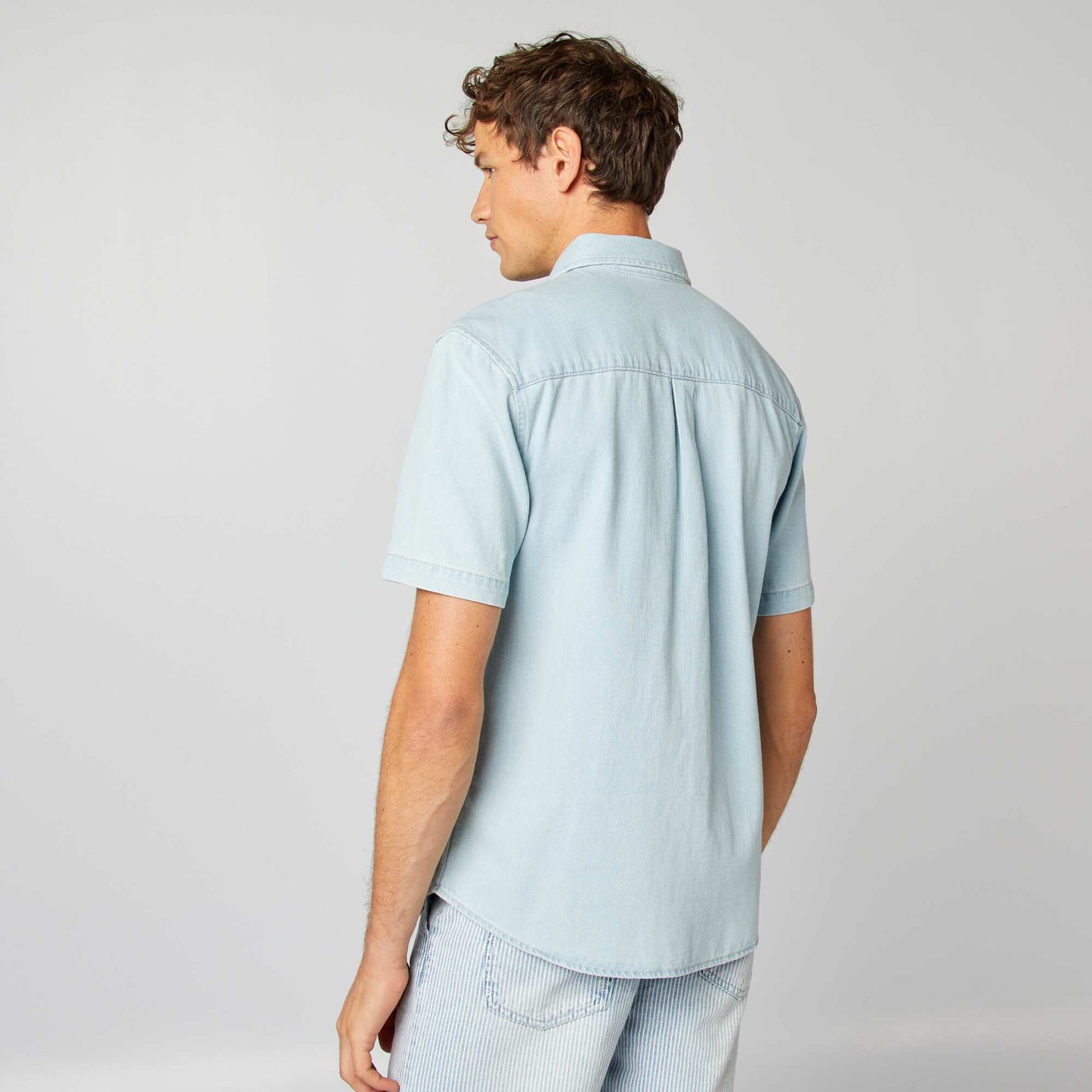 Short-sleeved denim shirt BLUE