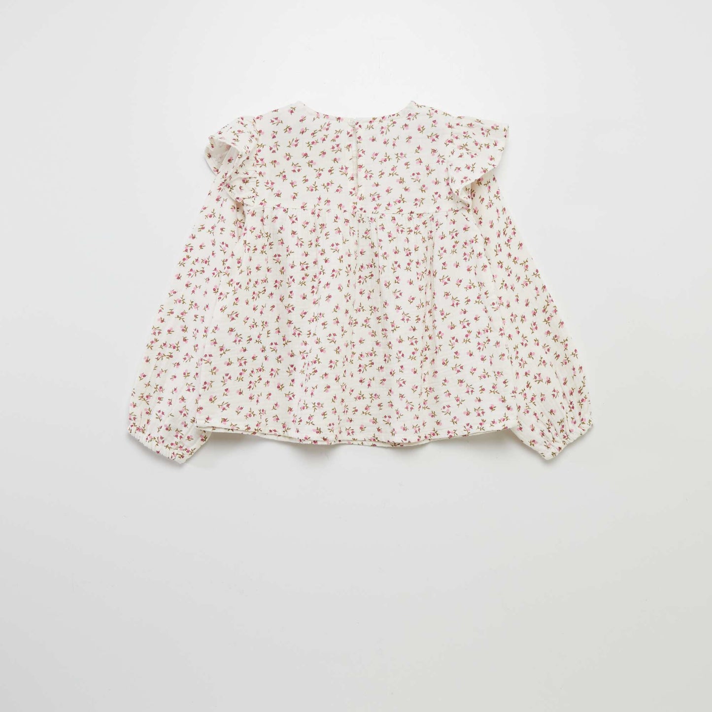 Ruffled floral patterned blouse BEIGE