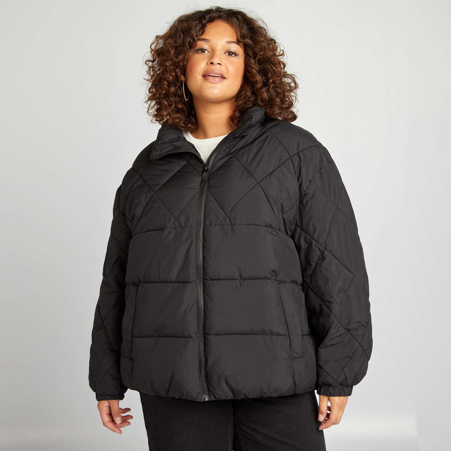 Quilted padded jacket black
