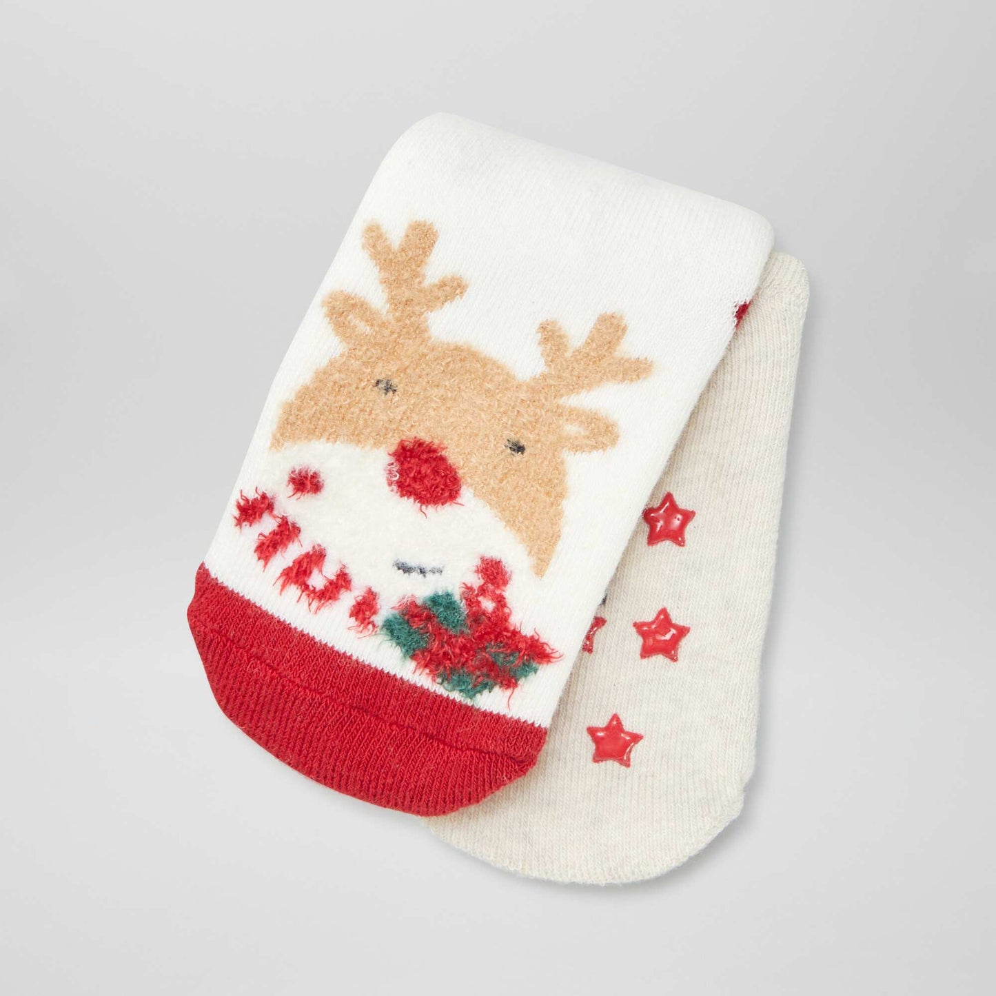 Pack of 2 pairs of non-slip Christmas socks BEIGE