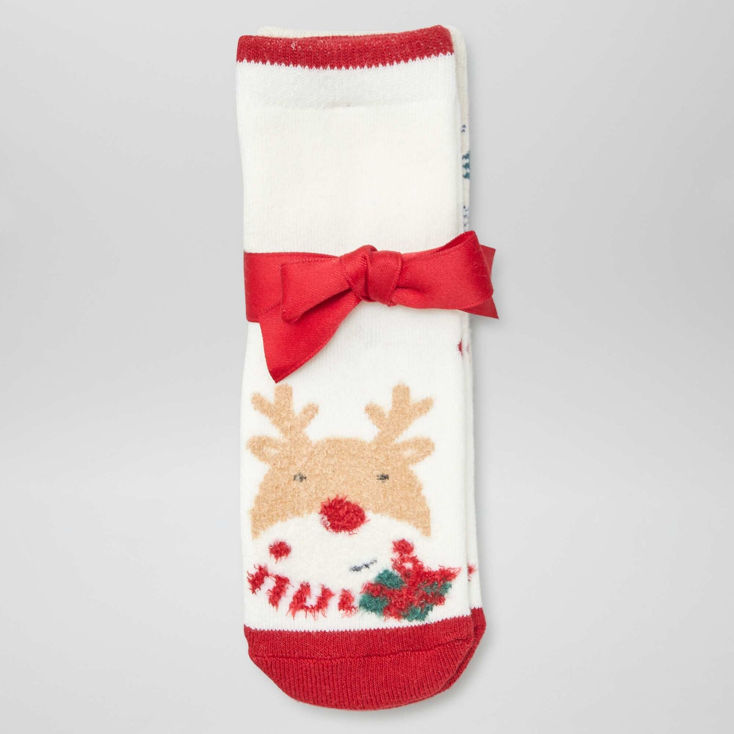 Pack of 2 pairs of non-slip Christmas socks BEIGE