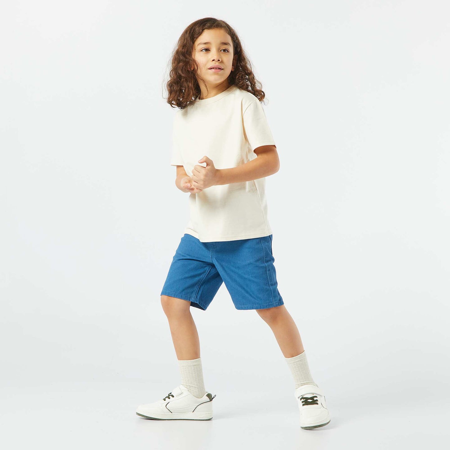 Basic short-sleeved T-shirt with round neck BEIGE