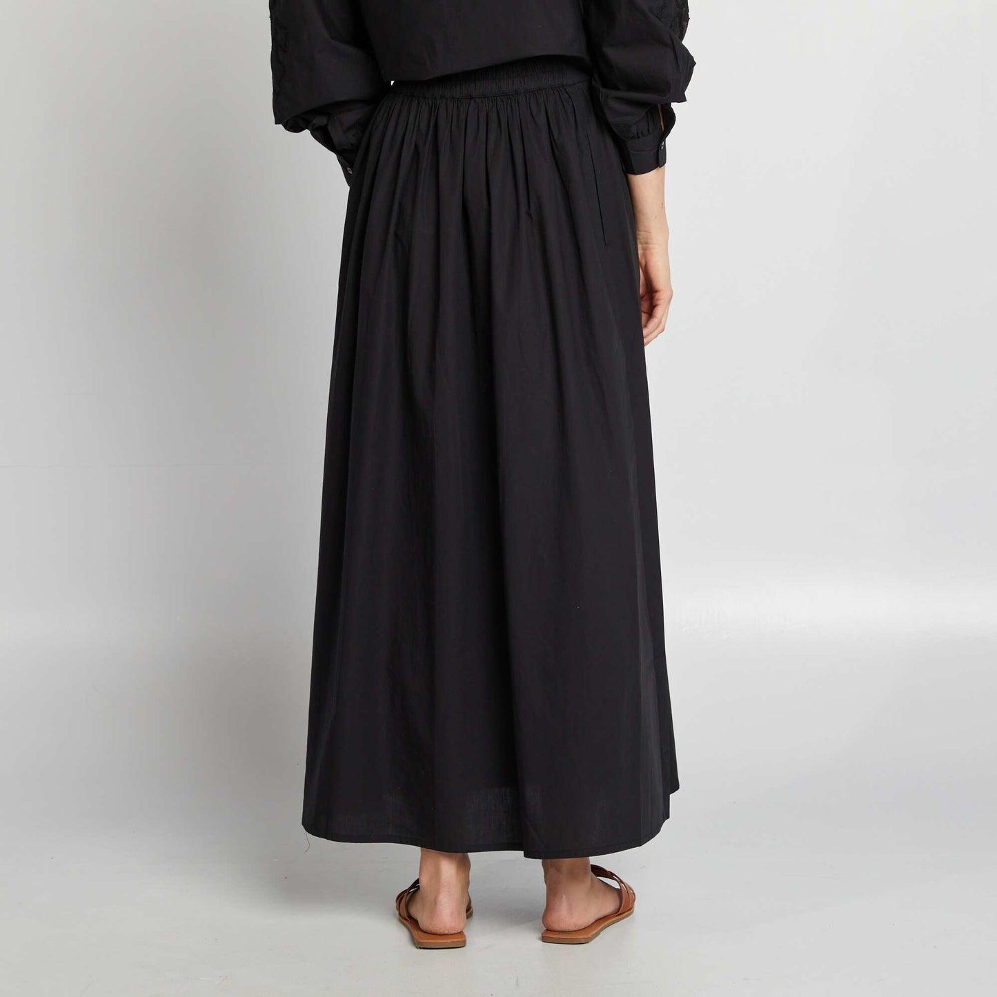 Loose-fitting poplin skirt BLACK