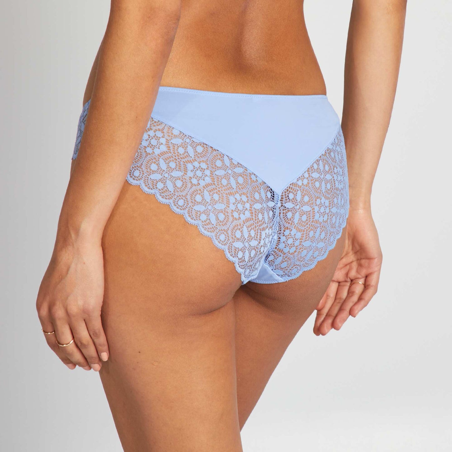 Microfibre and lace briefs PURPLE