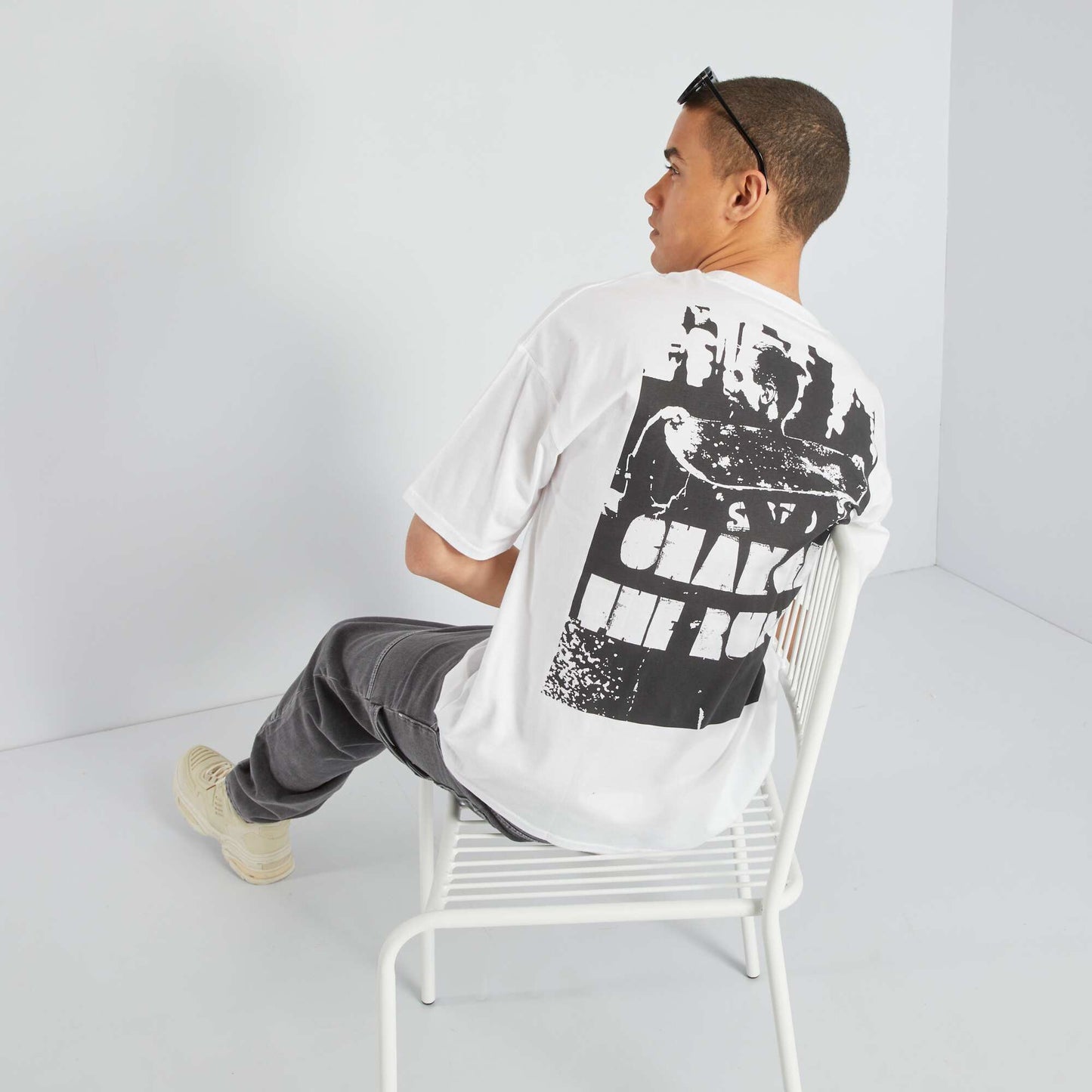 Short-sleeved printed T-shirt WHITE