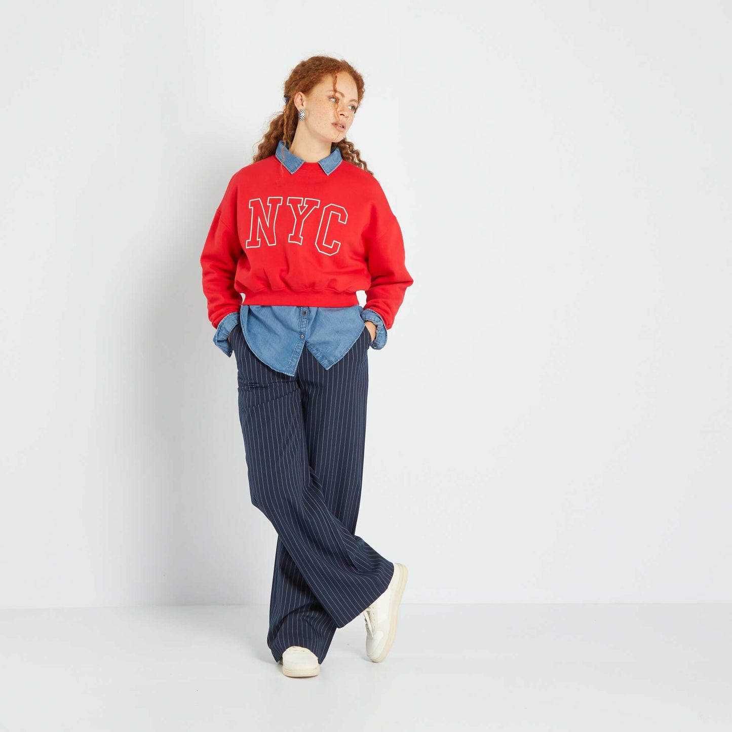 New York round-neck sweatshirt RED