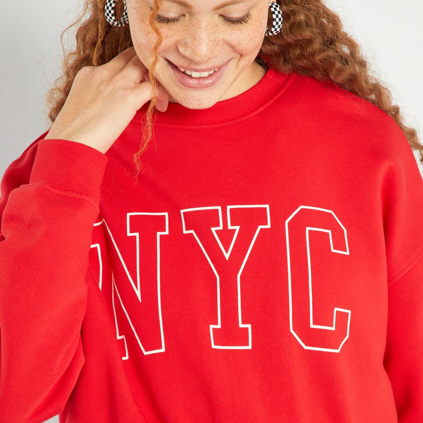 New York round-neck sweatshirt RED