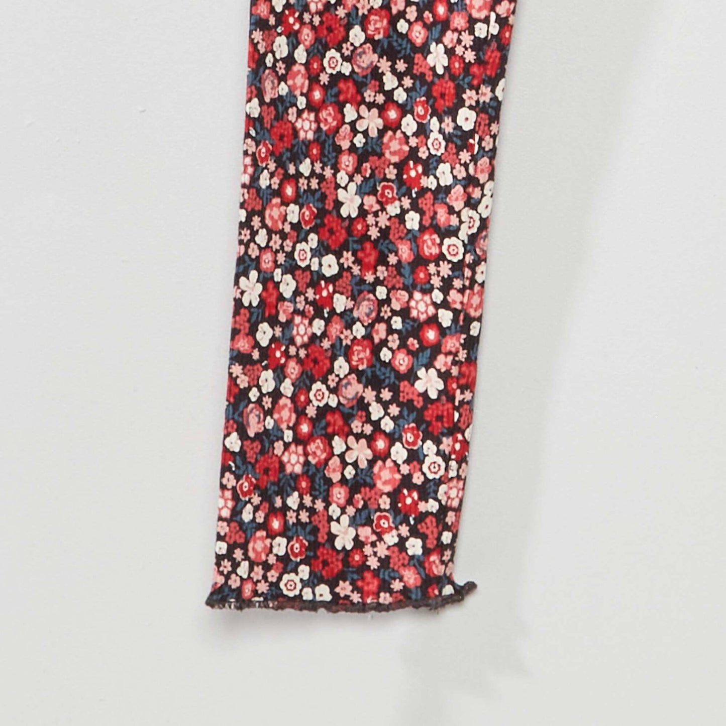 Printed ribbed knit leggings BLACK