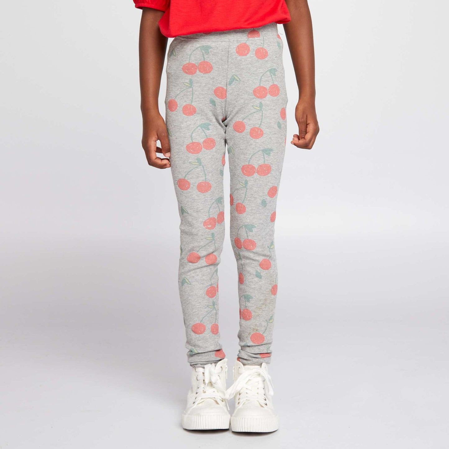 Printed ribbed knit leggings PINK