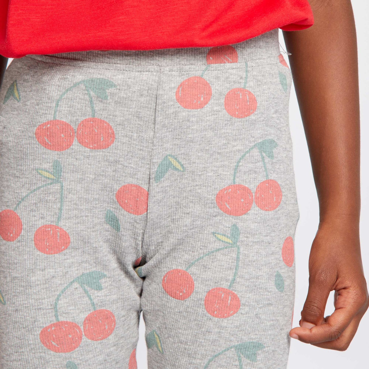 Printed ribbed knit leggings PINK