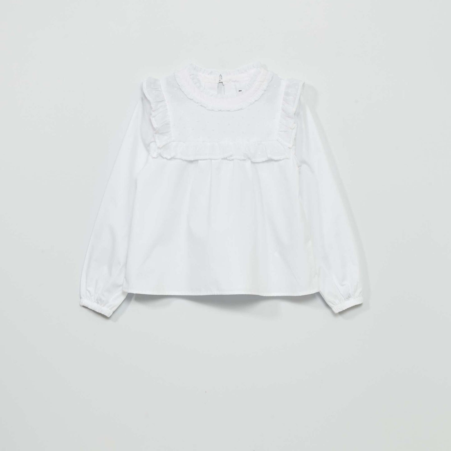 Ruffled dotted Swiss blouse White