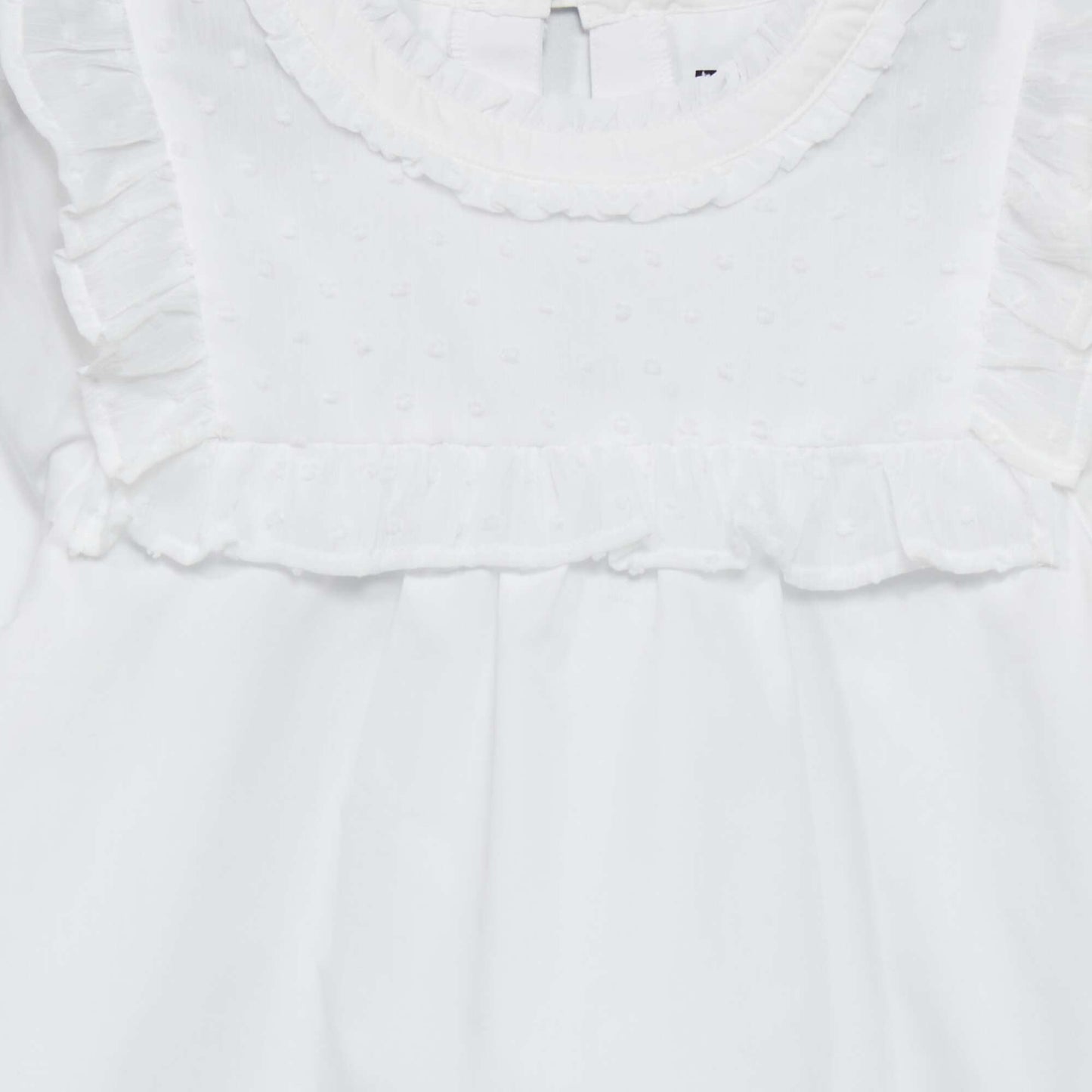 Ruffled dotted Swiss blouse White