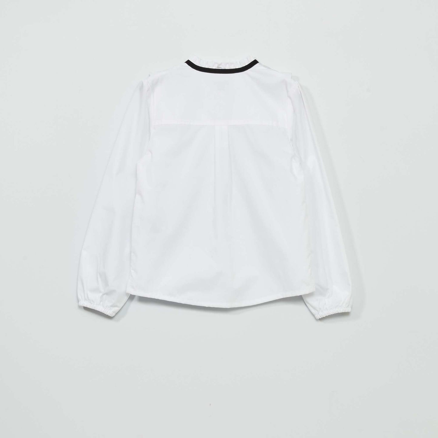 Blouse with ruffled panel and velvet bow White