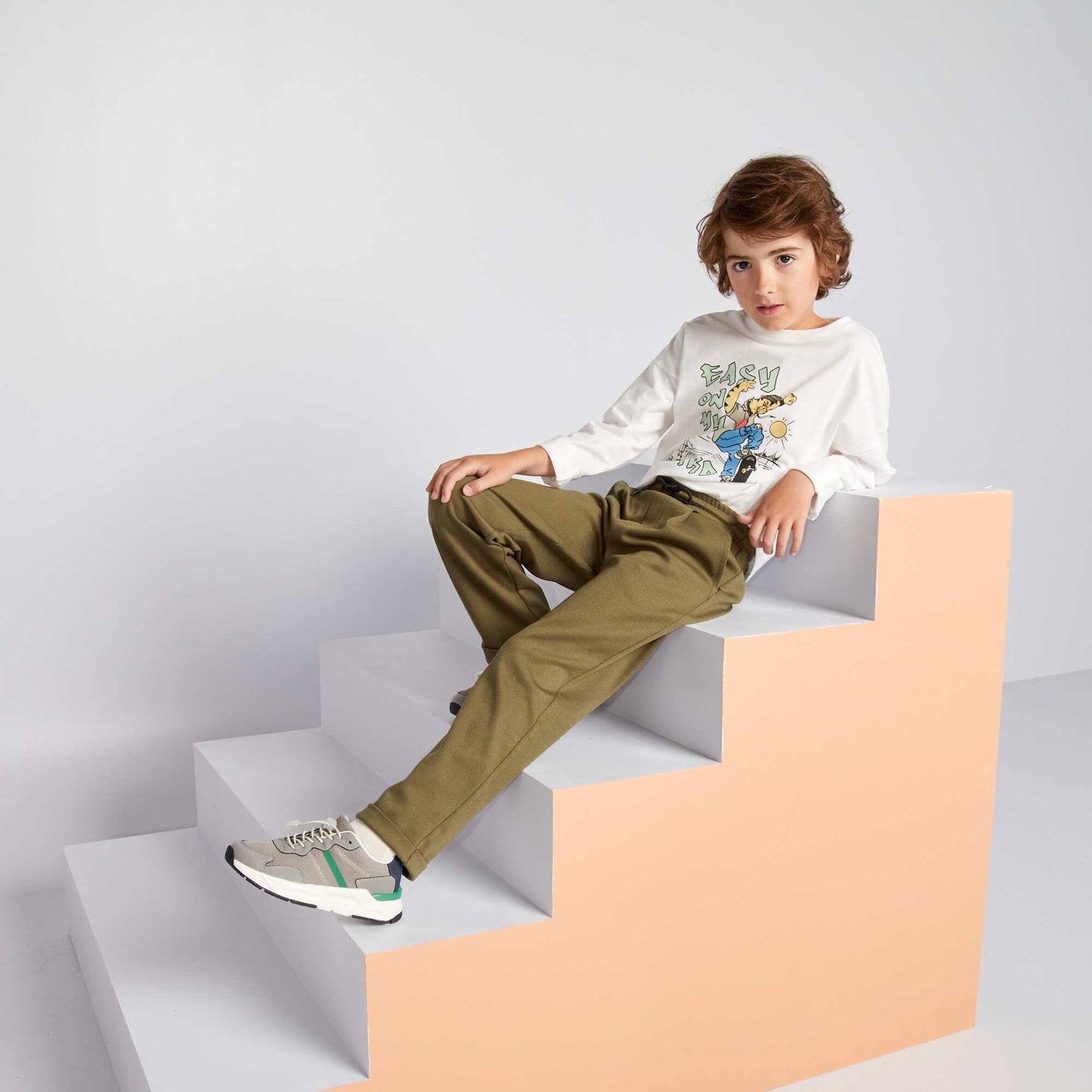 Piqué knit joggers ME_KHAKI