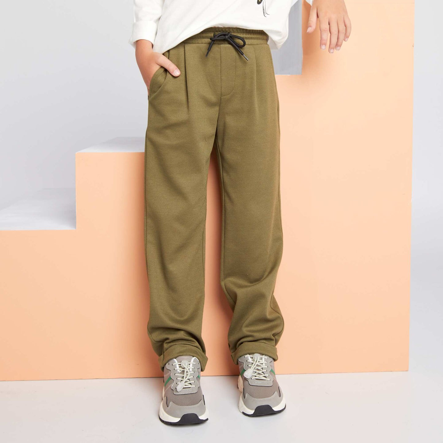 Piqué knit joggers ME_KHAKI