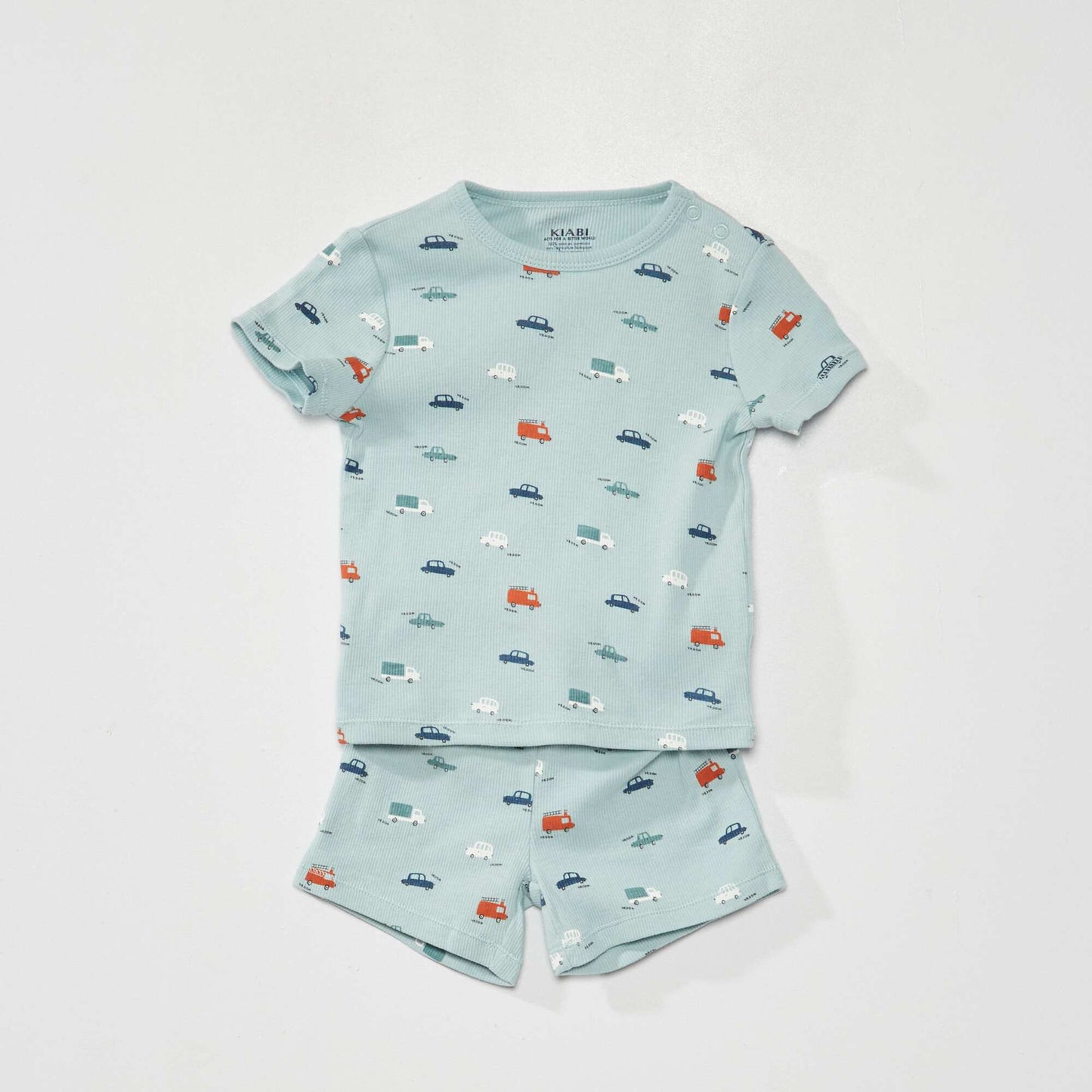 Ribbed short pyjamas - Two-piece set AO_CARS