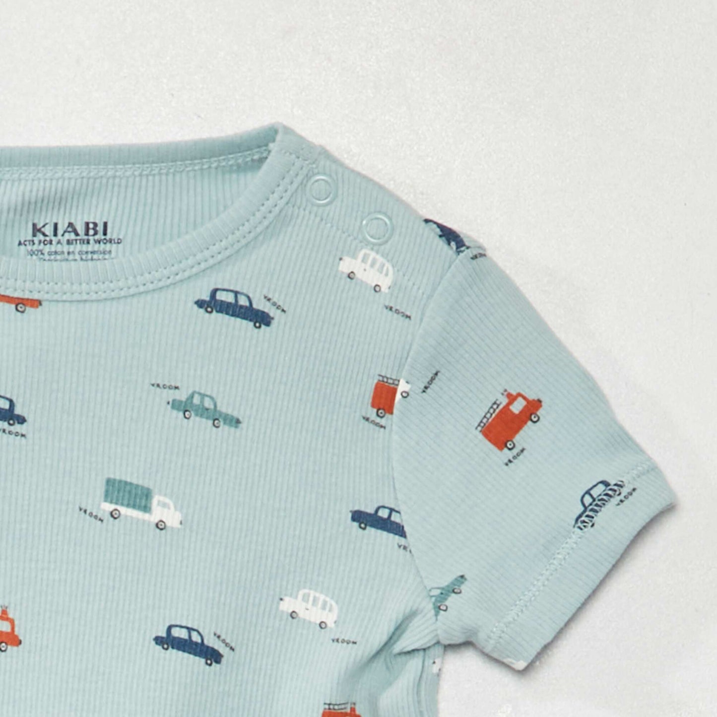 Ribbed short pyjamas - Two-piece set AO_CARS