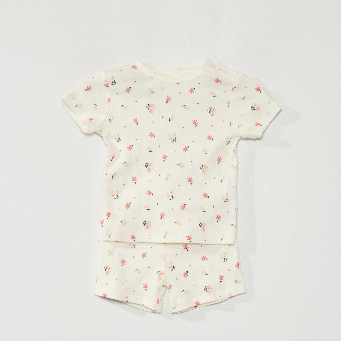 Ribbed short pyjamas - Two-piece set AO_FLOWER