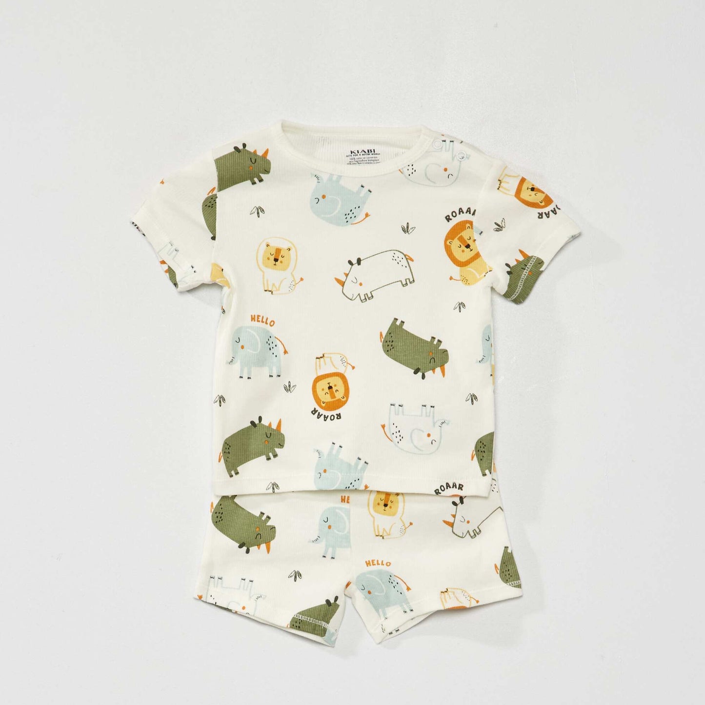 Ribbed short pyjamas - Two-piece set AO_SAFARI