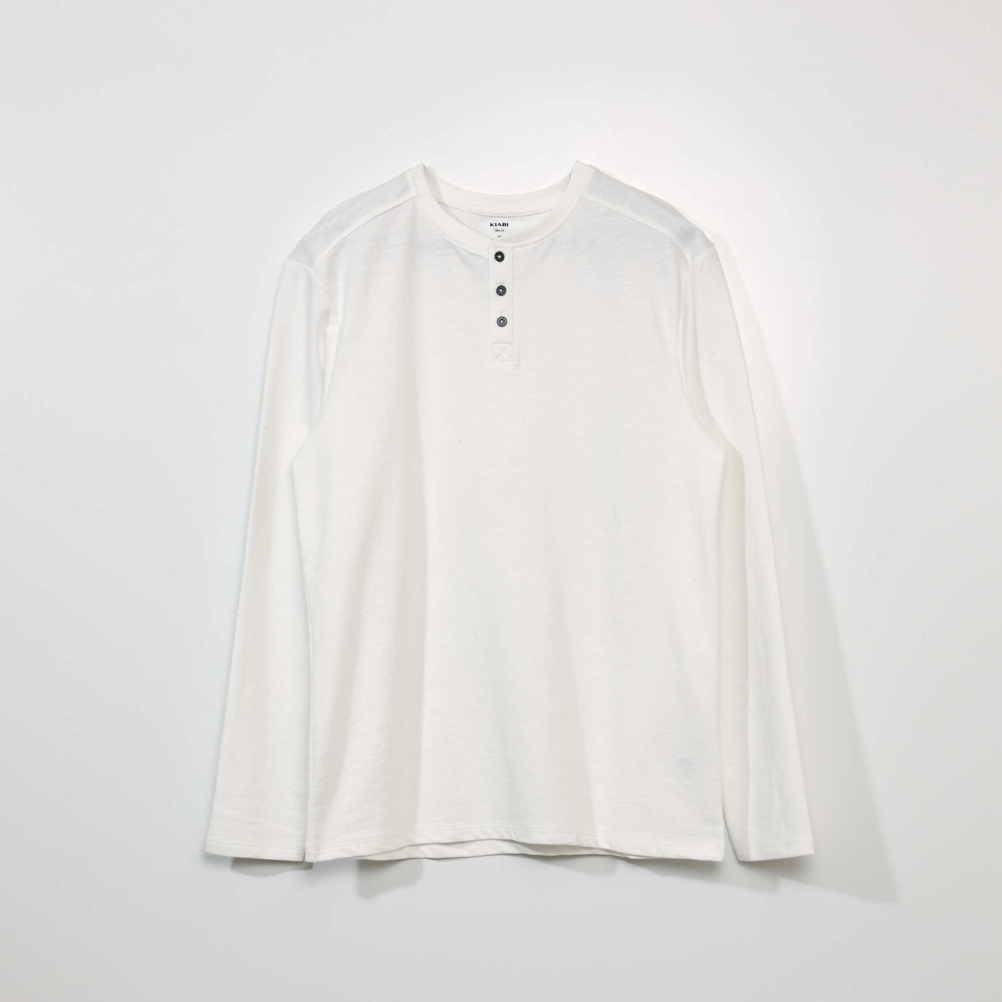 Plain henley collar T-shirt White