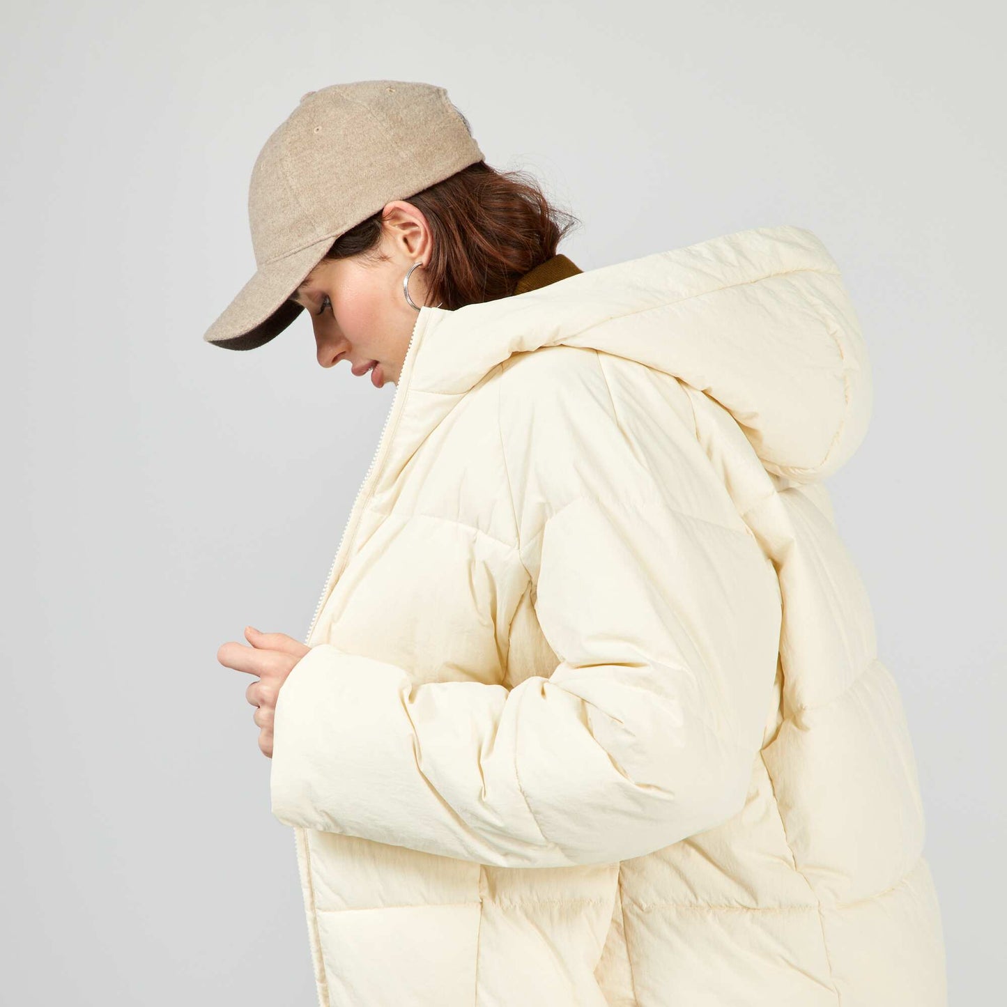 Quilted padded coat BEIGE