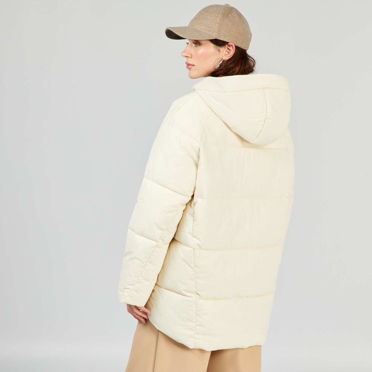 Quilted padded coat BEIGE
