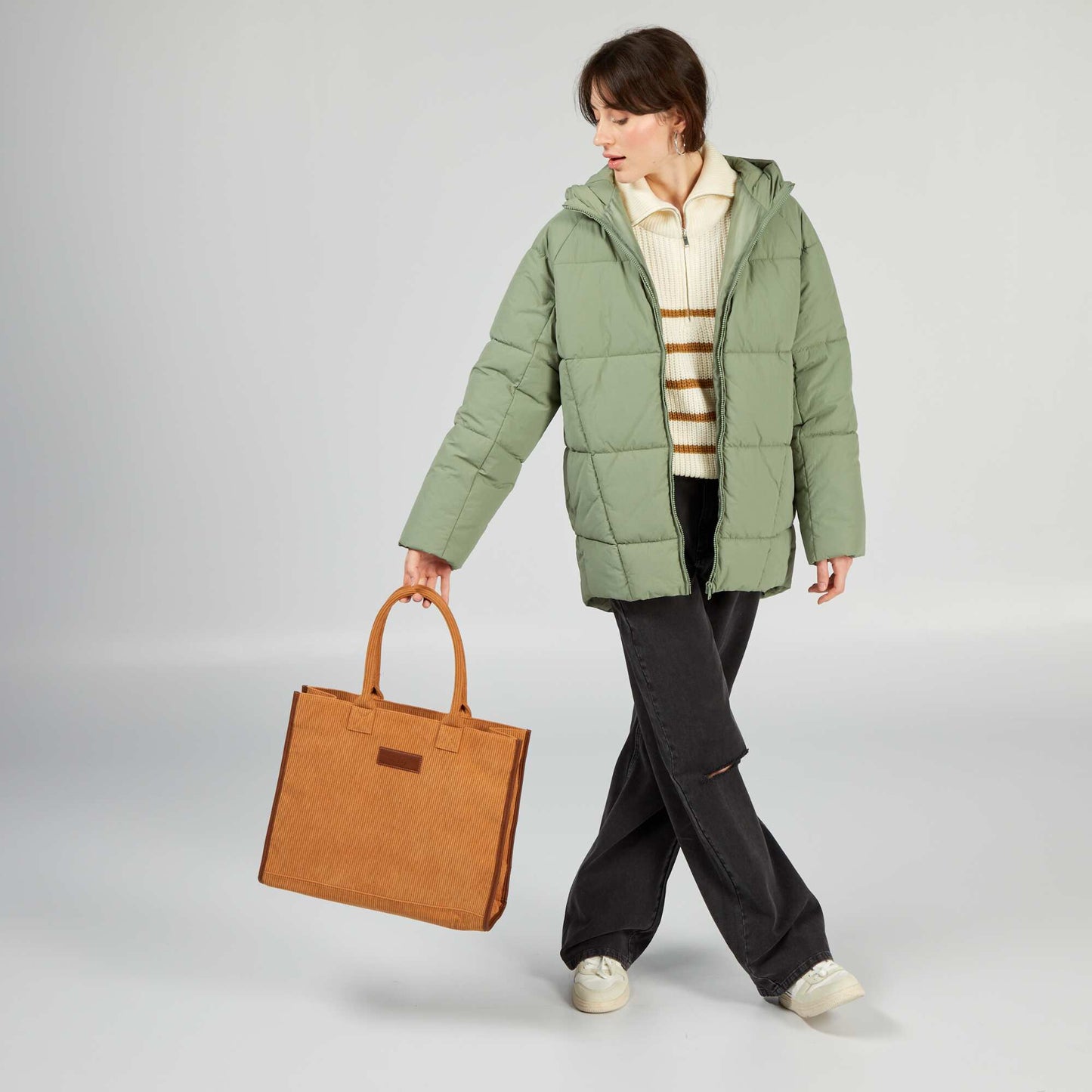 Quilted padded coat GREEN