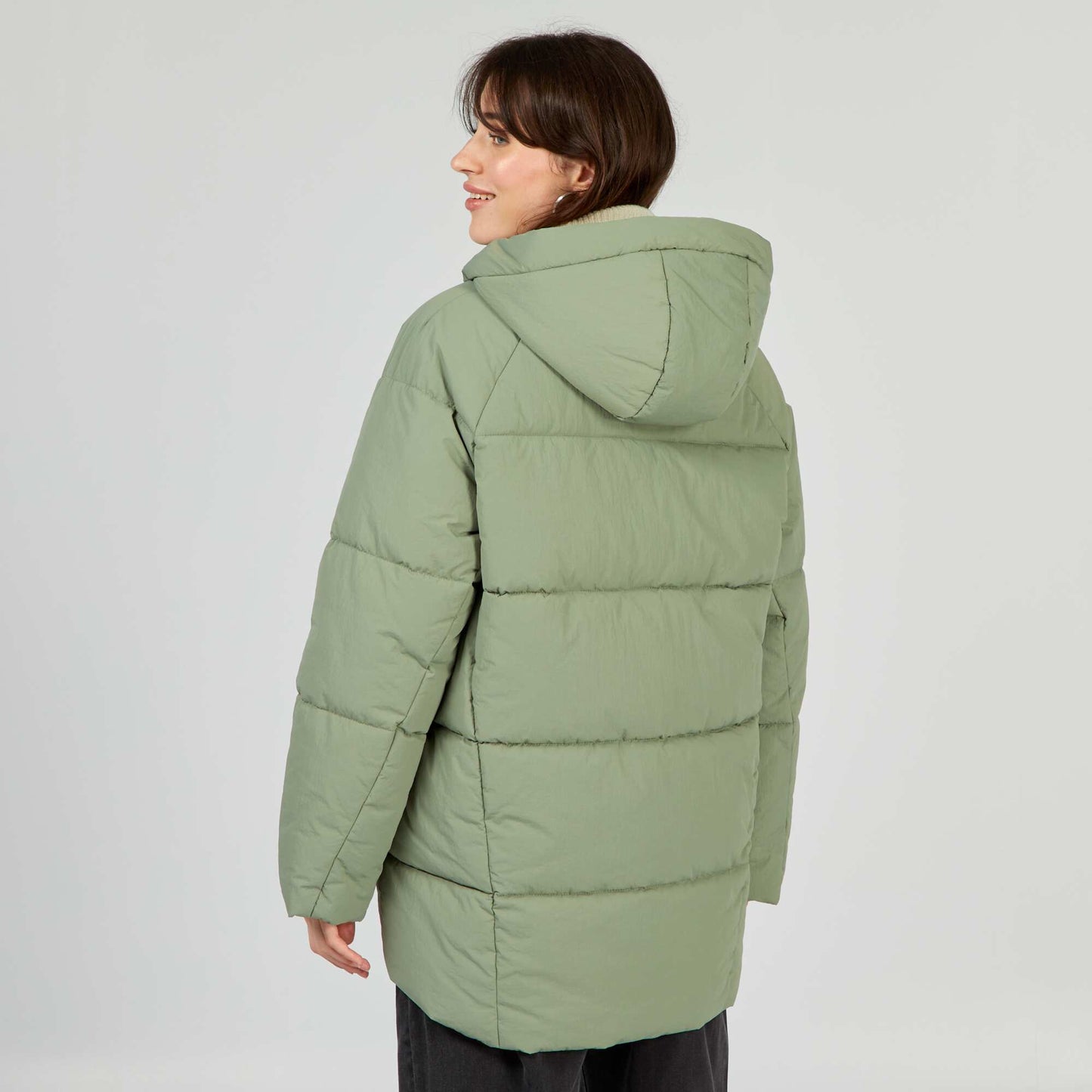Quilted padded coat GREEN