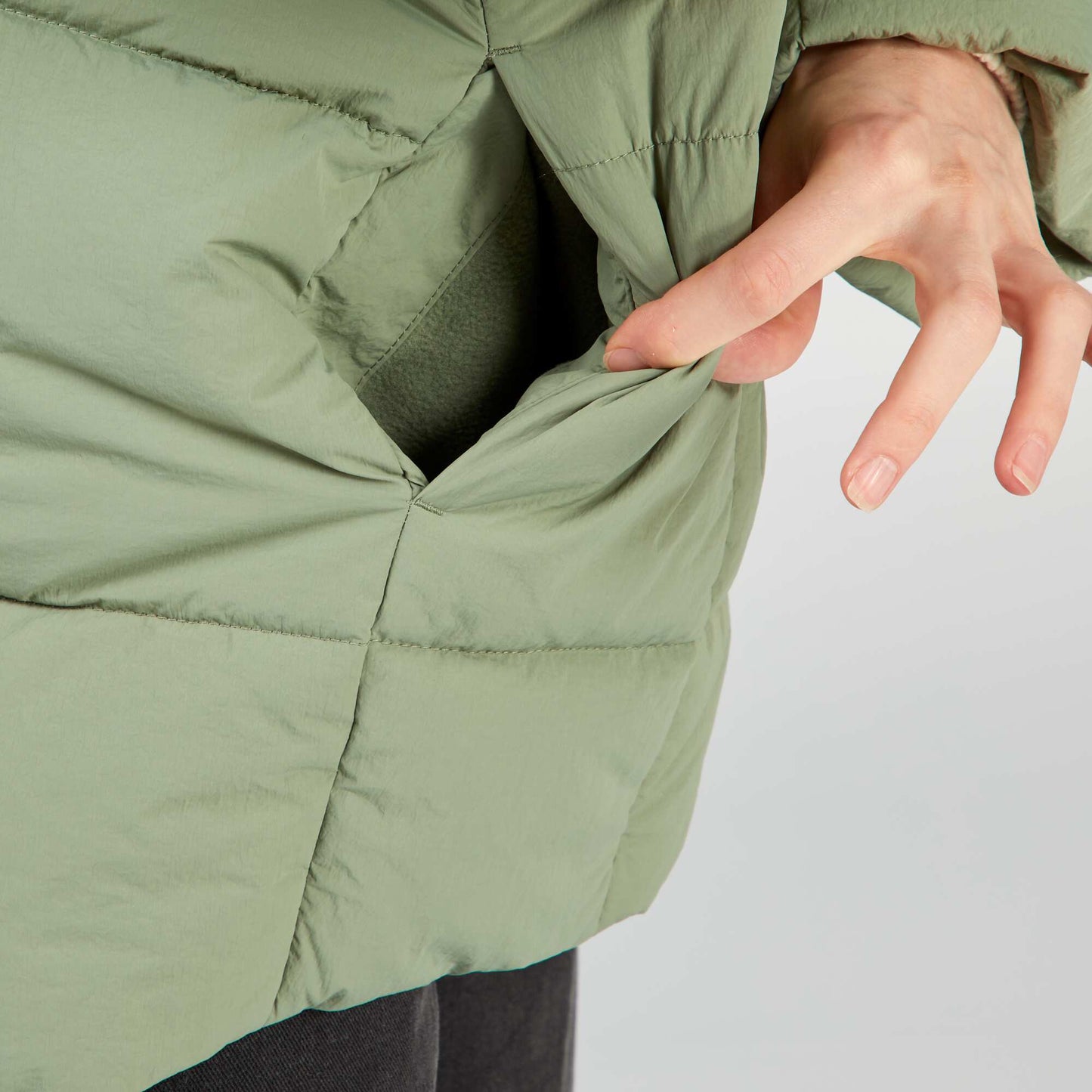 Quilted padded coat GREEN