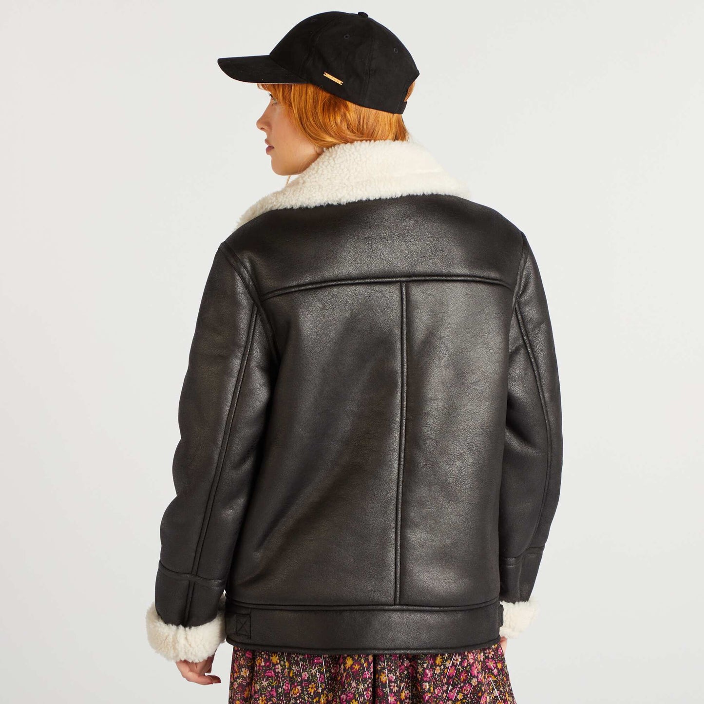 Sherpa-lined bomber jacket black