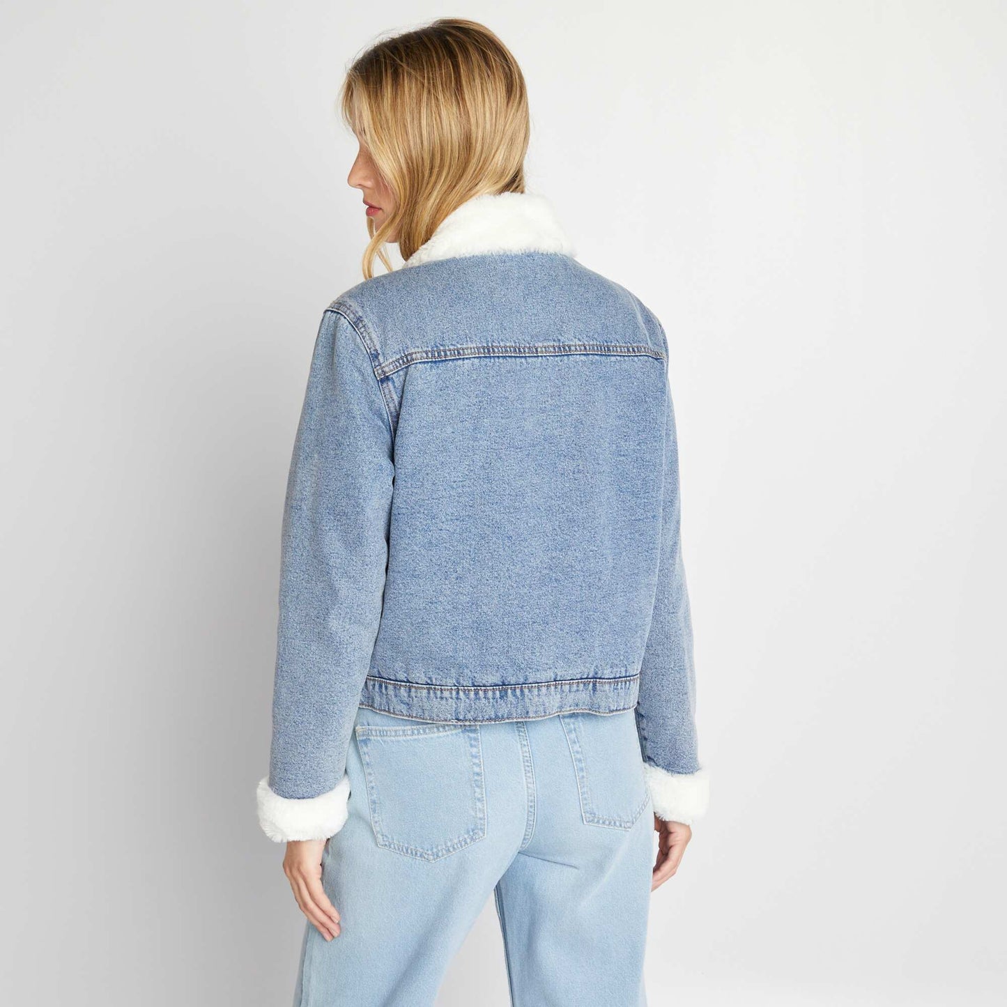 Sherpa-lined denim jacket STON1