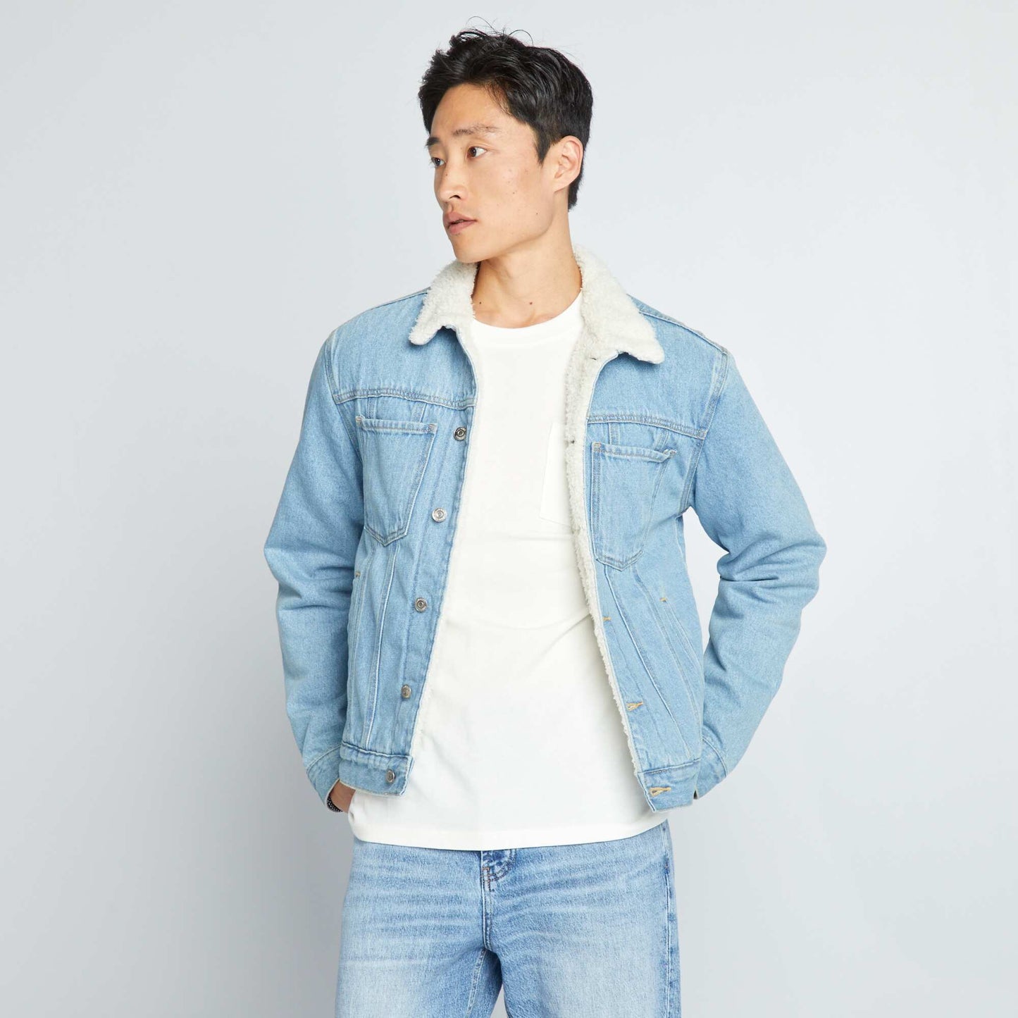 Sherpa-lined denim jacket Blue
