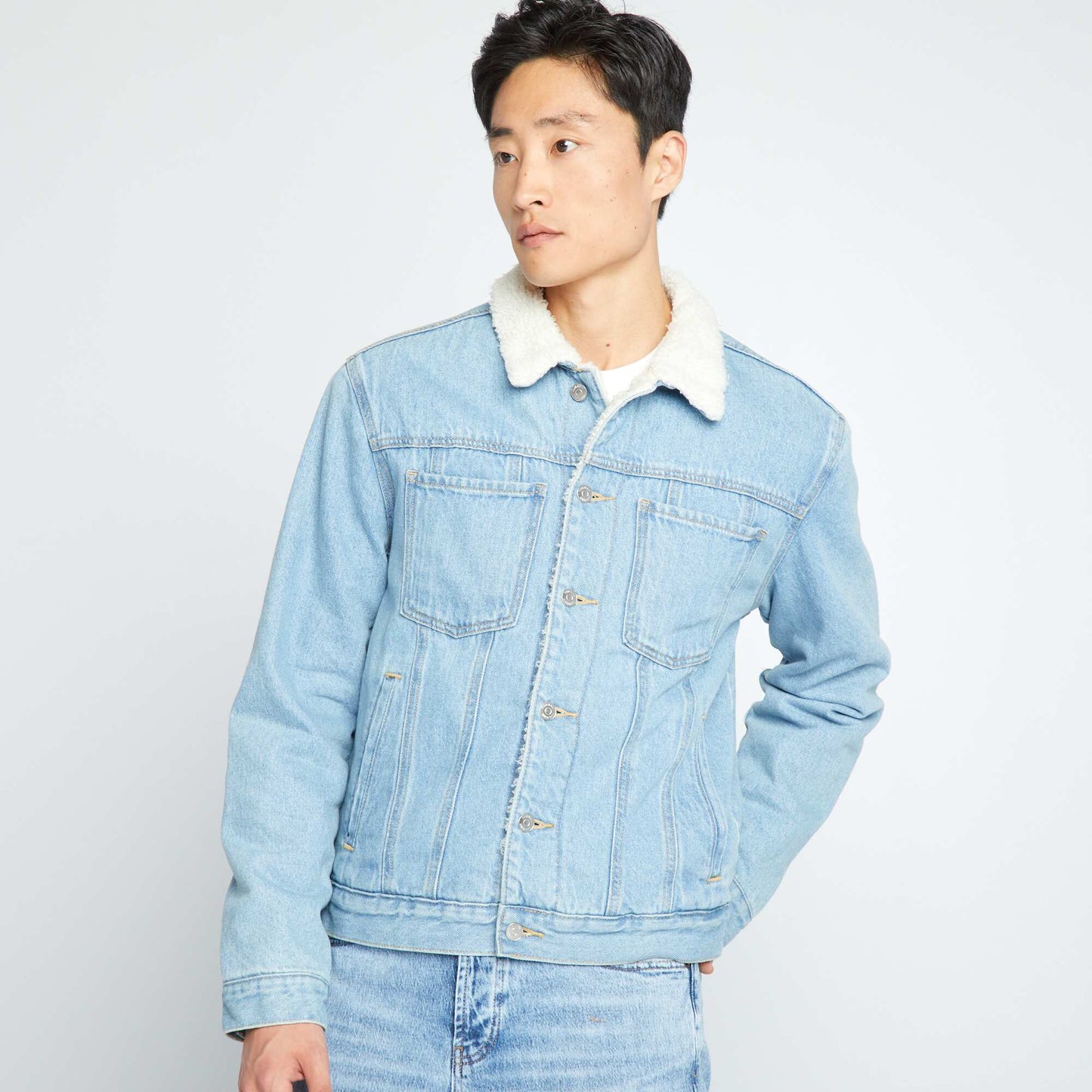 Sherpa-lined denim jacket Blue