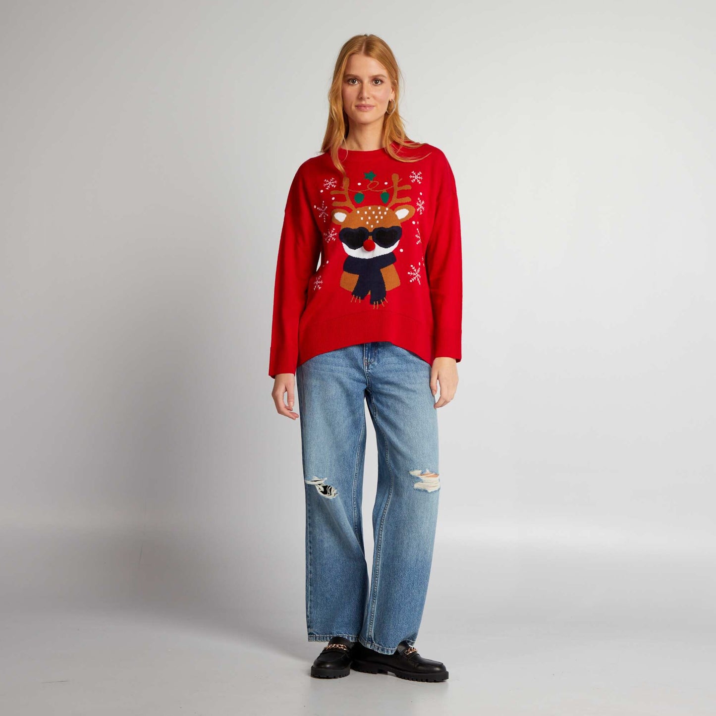 Reindeer Christmas jumper RED_KIDNEY