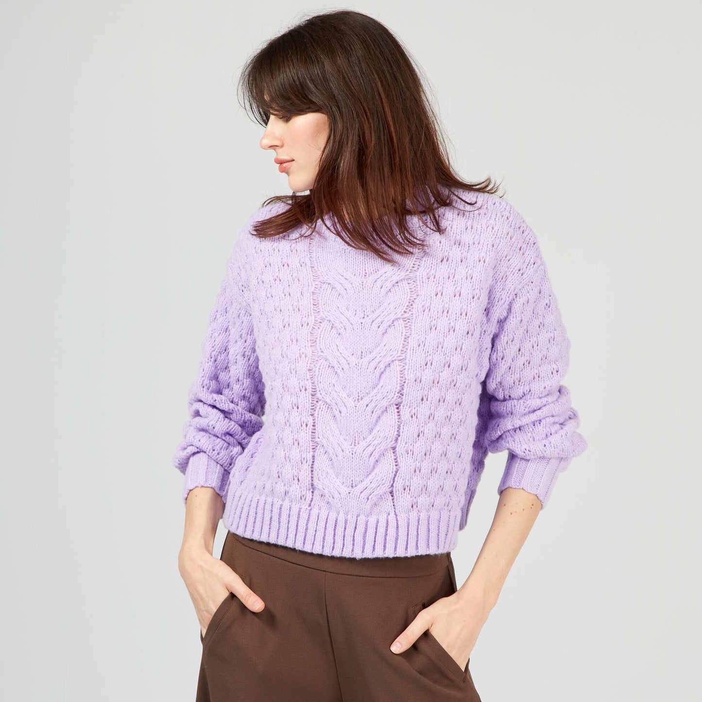 Woven knit sweater PURPLE_ROS