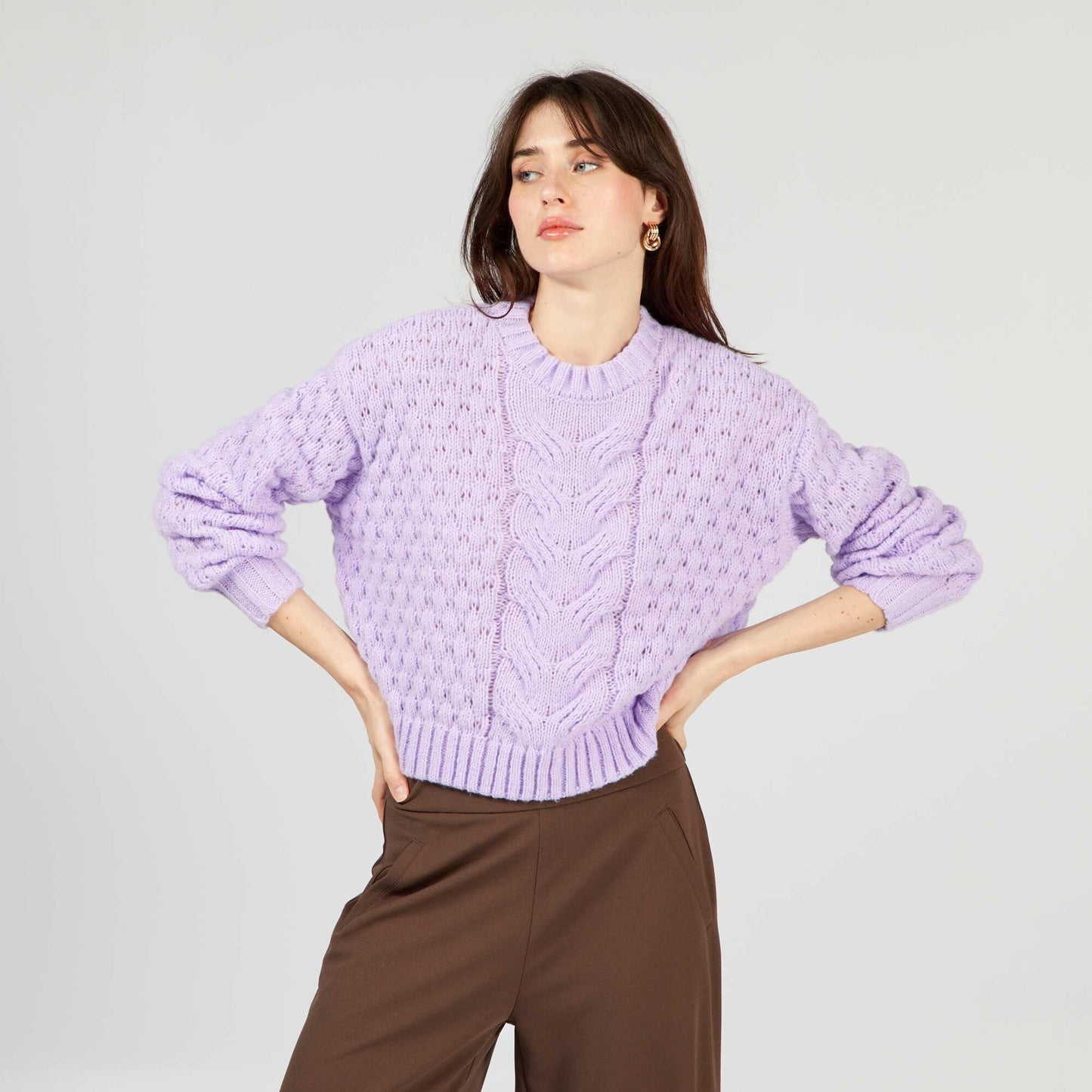 Woven knit sweater PURPLE_ROS