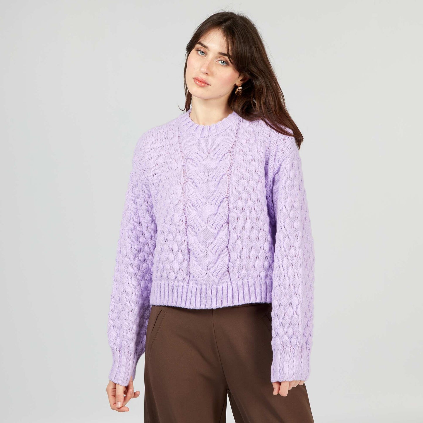 Woven knit sweater PURPLE_ROS