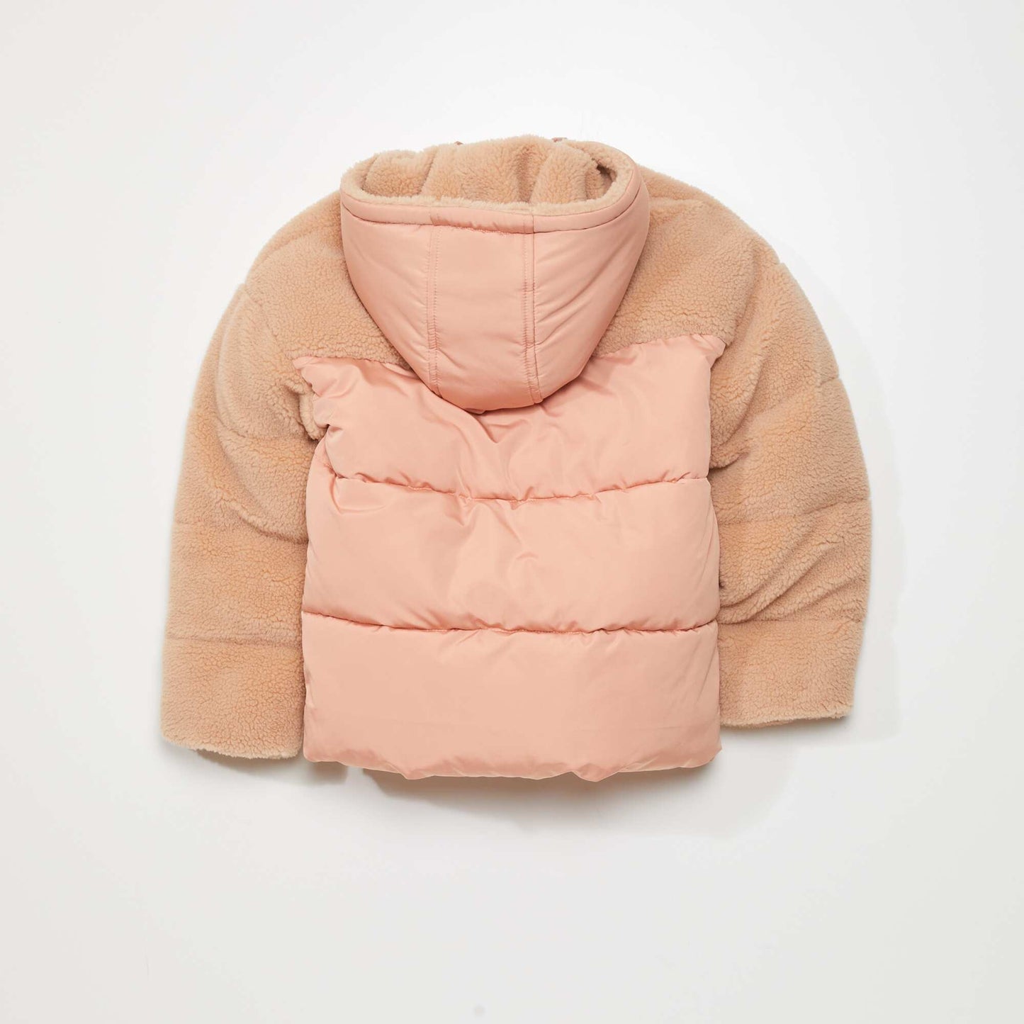 Mixed-material padded jacket with hood WHITE