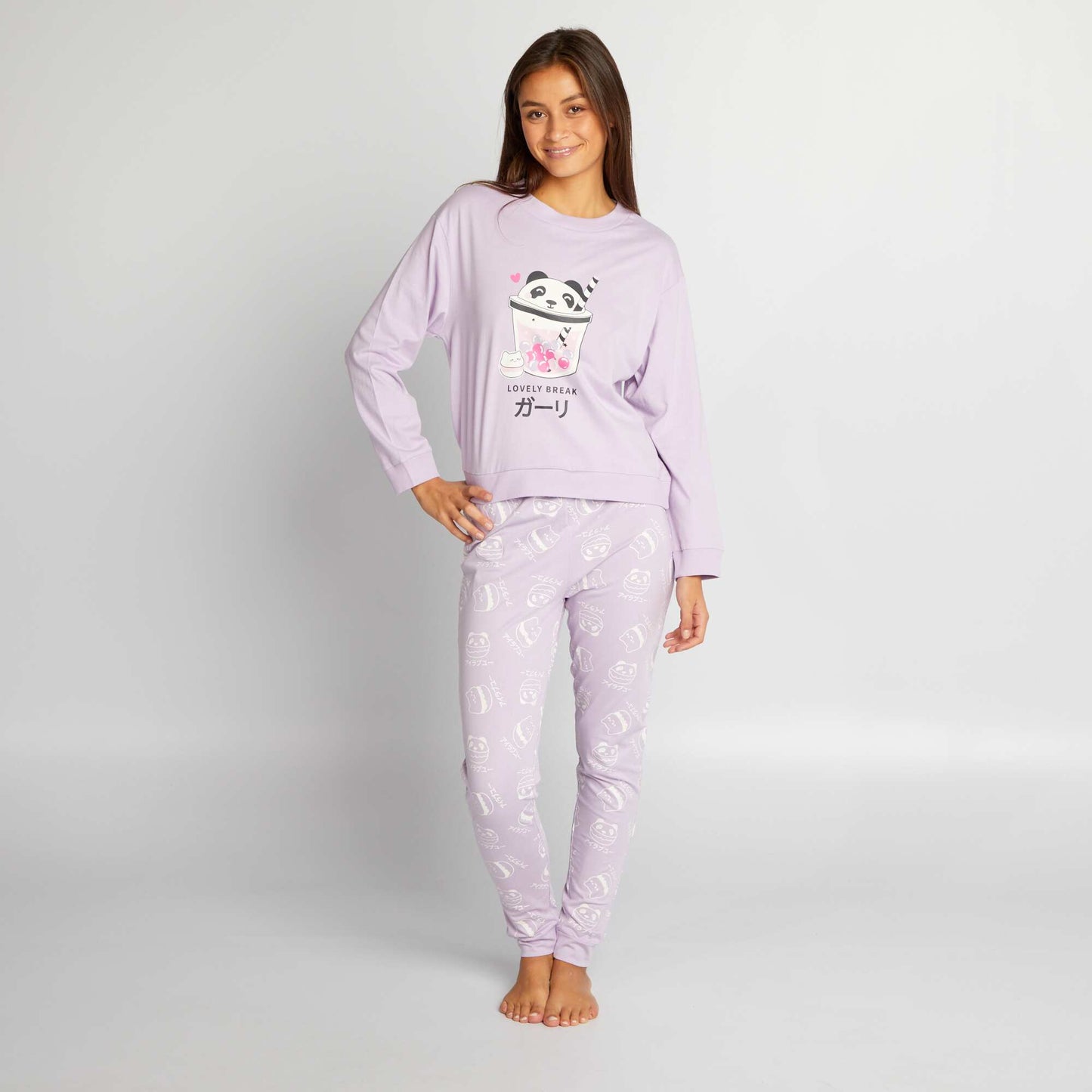 Long jersey pyjama set - 2-piece set PURPLE
