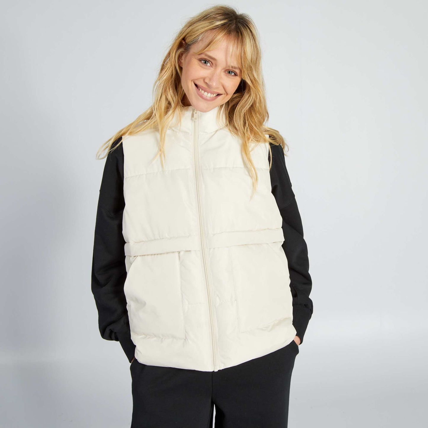 Quilted padded bodywarmer WHITE EGG