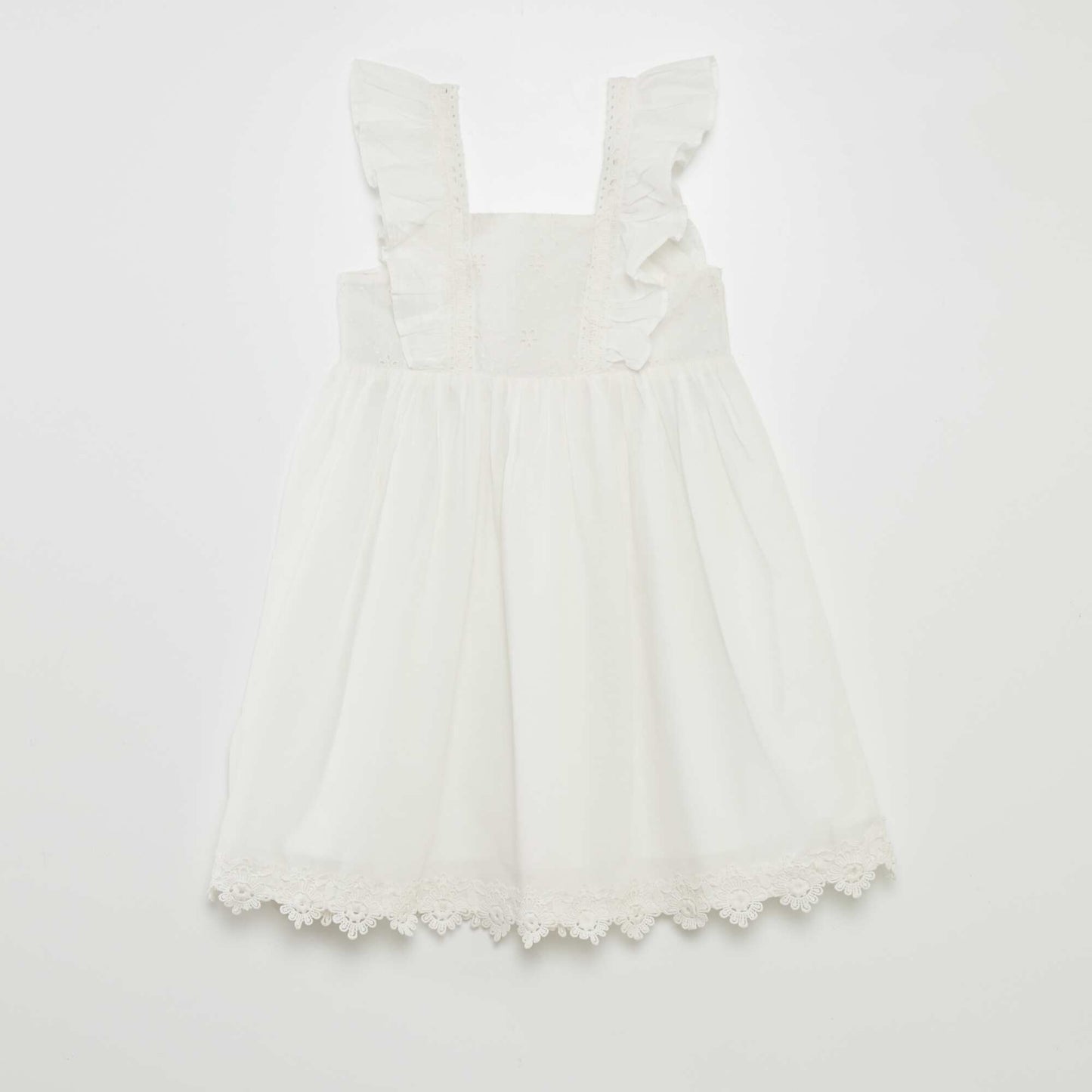 Ruffled dress with embroidery WHITE
