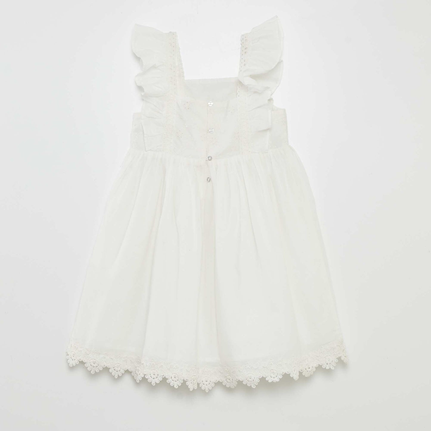 Ruffled dress with embroidery WHITE