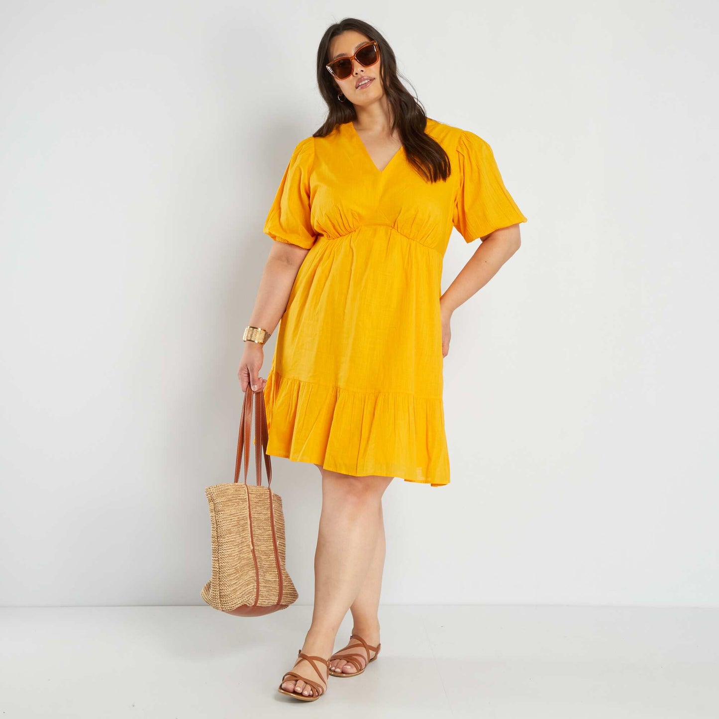 Dress with ruffled hem SAF YELLOW