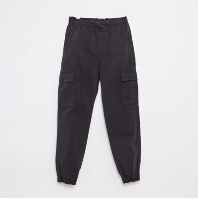 Stretchy multi-pocket trousers BLACK