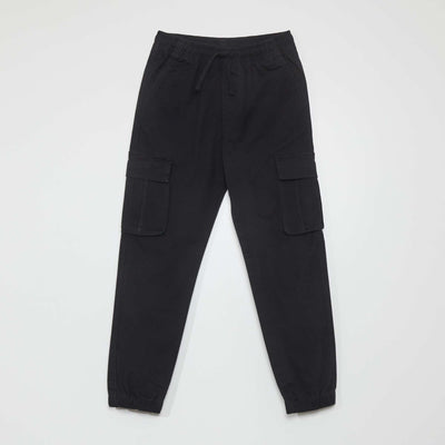 Stretchy multi-pocket trousers BLACK