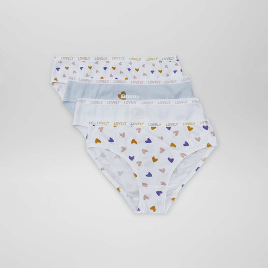 Pack of 4 pairs of printed briefs WHITE