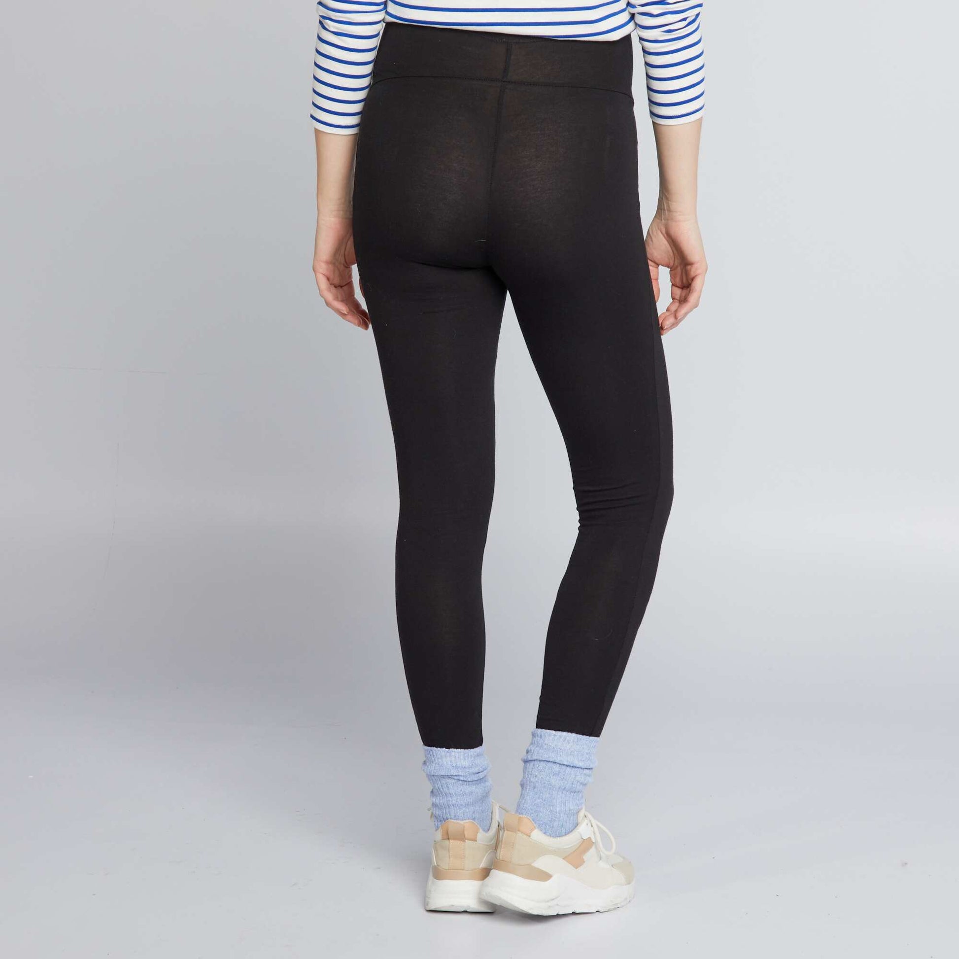 Maternity Long Plain Jersey Leggings BLACK