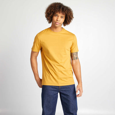 Round-neck cotton T-shirt BEIGE