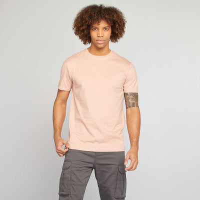Round-neck cotton T-shirt PINK