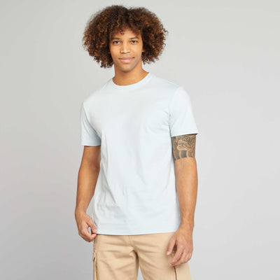 Round-neck cotton T-shirt BLUE